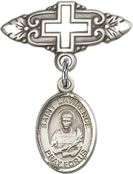 St. Lawrence Charm and Badge Pin with Cross