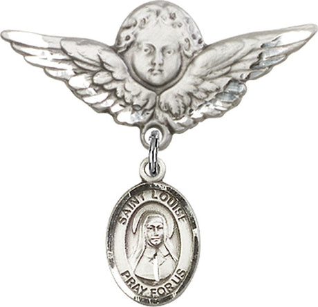 St. Louise de Marillac Charm and Angel with Larger Wings Badge Pin