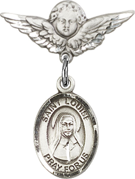 St. Louise de Marillac Charm and Angel with Smaller Wings Badge Pin