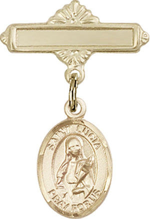 St. Lucia of Syracuse Charm and Polished Engravable Badge Pin