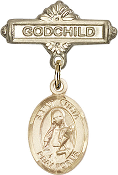 St. Lucia of Syracuse Charm and Godchild Badge Pin