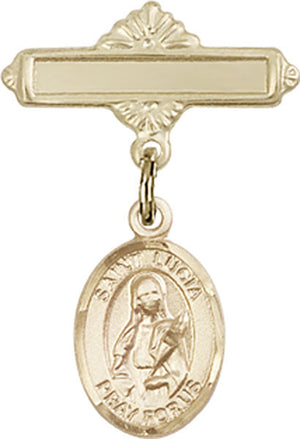 St. Lucia of Syracuse Charm and Polished Engravable Badge Pin