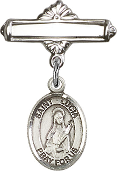 St. Lucia of Syracuse Charm and Polished Engravable Badge Pin
