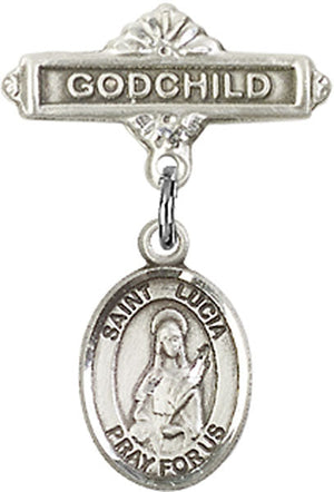 St. Lucia of Syracuse Charm and Godchild Badge Pin
