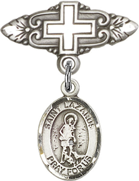 St. Lazarus Charm and Badge Pin with Cross