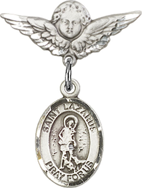 St. Lazarus Charm and Angel with Smaller Wings Badge Pin