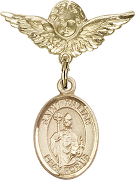St. Kilian Charm and Angel with Smaller Wings Badge Pin