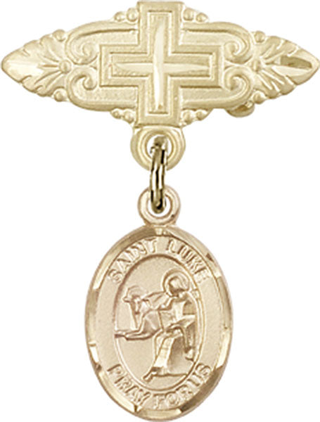 St. Luke the Apostle Charm and Badge Pin with Cross