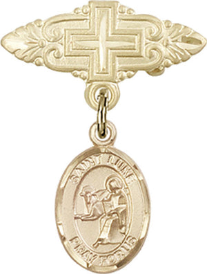 St. Luke the Apostle Charm and Badge Pin with Cross
