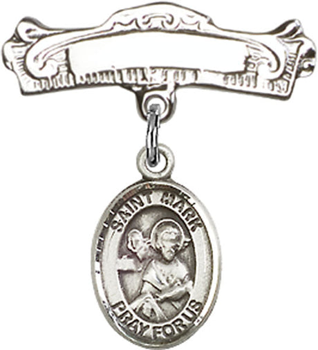 St. Mark the Evangelist Charm and Arched Polished Engravable Badge Pin