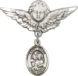 St. Mark the Evangelist Charm and Angel with Larger Wings Badge Pin