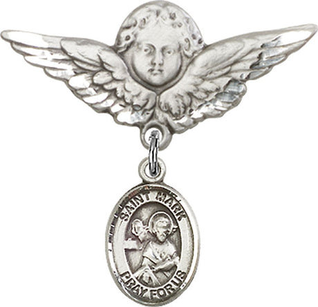 St. Mark the Evangelist Charm and Angel with Larger Wings Badge Pin