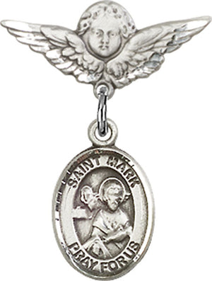 St. Mark the Evangelist Charm and Angel with Smaller Wings Badge Pin