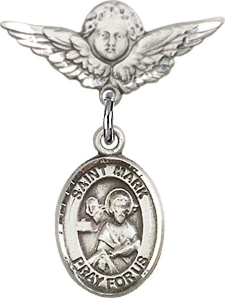 St. Mark the Evangelist Charm and Angel with Smaller Wings Badge Pin
