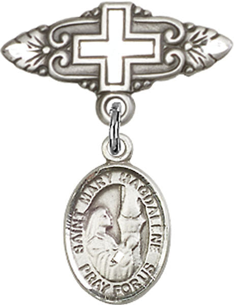 St. Mary Magdalene Charm and Badge Pin with Cross