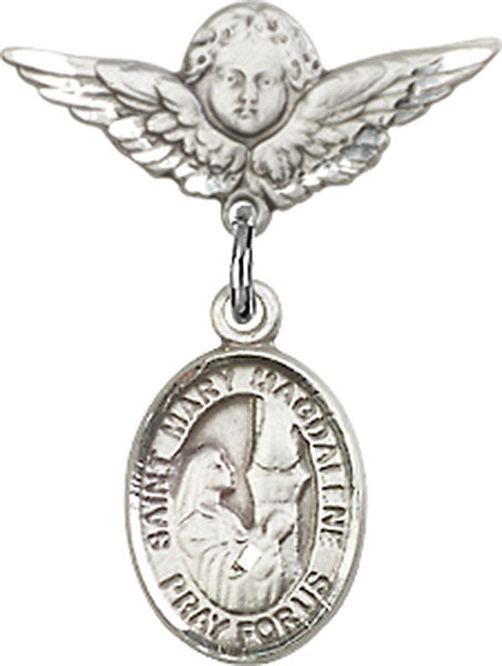 St. Mary Magdalene Charm and Angel with Smaller Wings Badge Pin