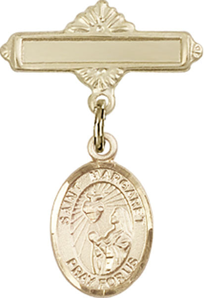 St. Margaret Mary Alacoque Charm and Polished Engravable Badge Pin