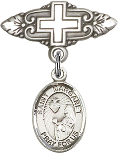 St. Margaret Mary Alacoque Charm and Badge Pin with Cross