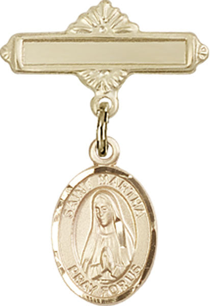 St. Martha Charm and Polished Engravable Badge Pin