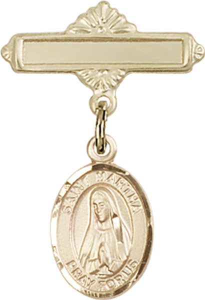 St. Martha Charm and Polished Engravable Badge Pin