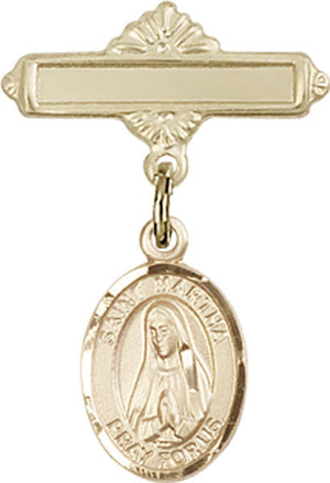 St. Martha Charm and Polished Engravable Badge Pin