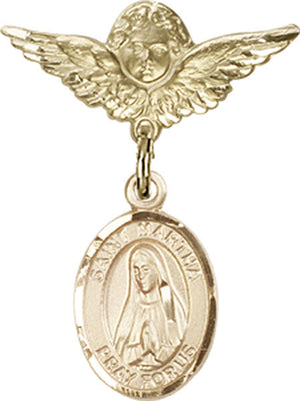St. Martha Charm and Angel with Smaller Wings Badge Pin