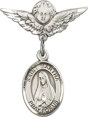 St. Martha Charm and Angel with Smaller Wings Badge Pin