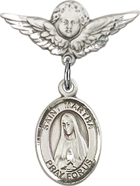 St. Martha Charm and Angel with Smaller Wings Badge Pin