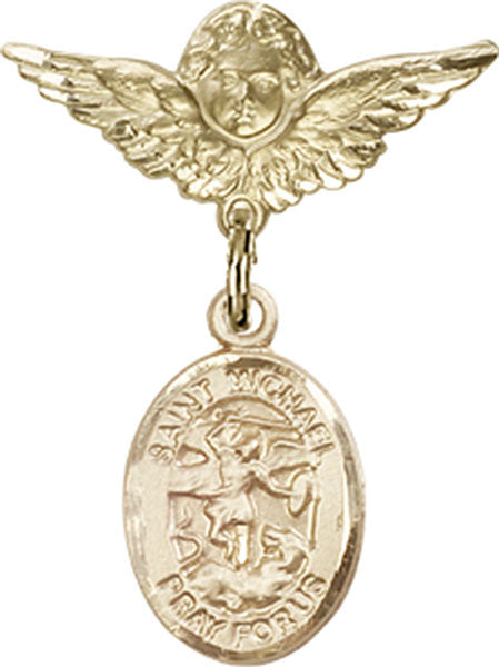 St. Michael the Archangel Charm and Angel with Smaller Wings Badge Pin