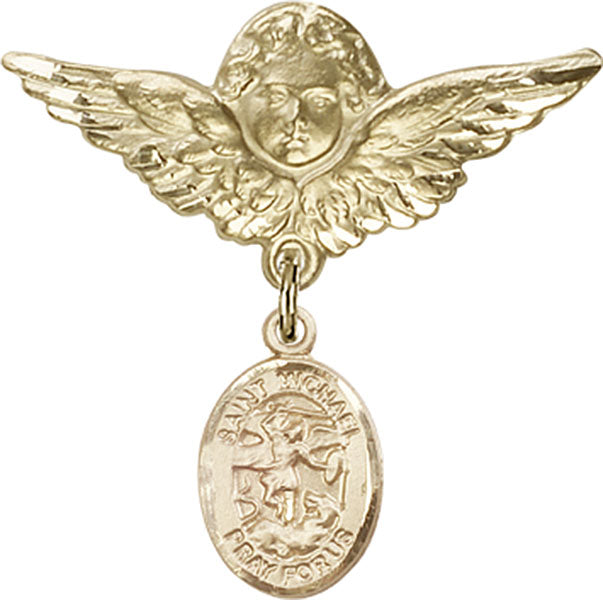St. Michael the Archangel Charm and Angel with Larger Wings Badge Pin
