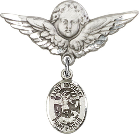 St. Michael the Archangel Charm and Angel with Larger Wings Badge Pin