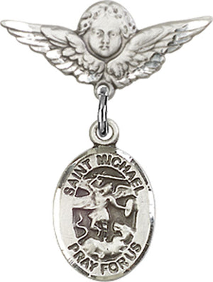 St. Michael the Archangel Charm and Angel with Smaller Wings Badge Pin