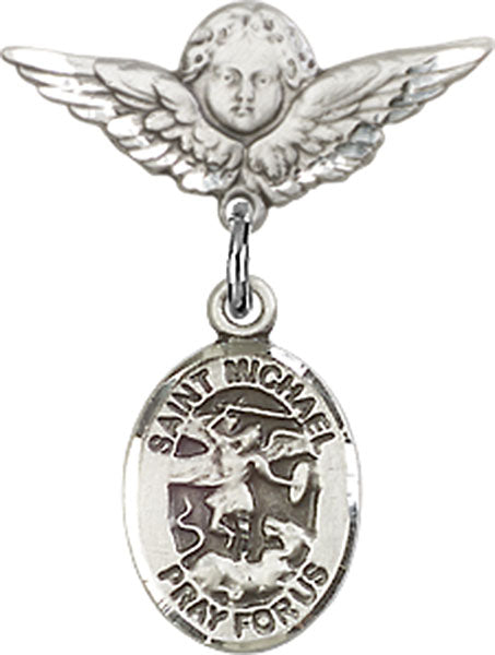 St. Michael the Archangel Charm and Angel with Smaller Wings Badge Pin