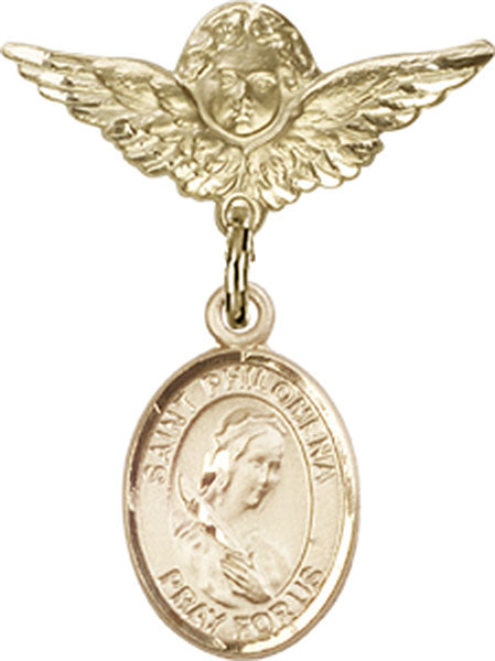 St. Philomena Charm and Angel with Smaller Wings Badge Pin