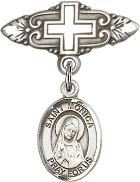 St. Monica Charm and Badge Pin with Cross