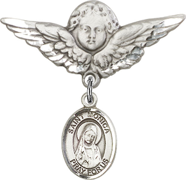 St. Monica Charm and Angel with Larger Wings Badge Pin