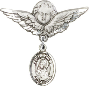 St. Monica Charm and Angel with Larger Wings Badge Pin