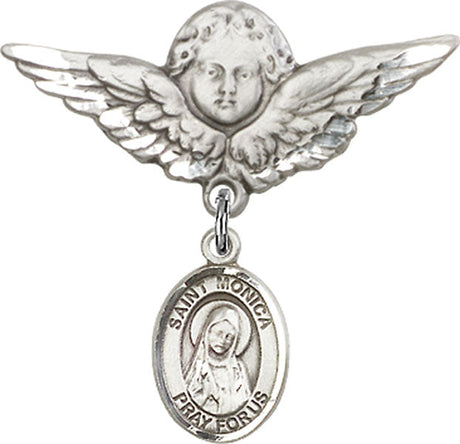 St. Monica Charm and Angel with Larger Wings Badge Pin
