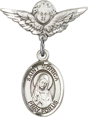 St. Monica Charm and Angel with Smaller Wings Badge Pin