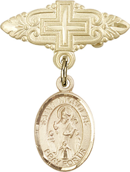 St. Nicholas Charm and Badge Pin with Cross
