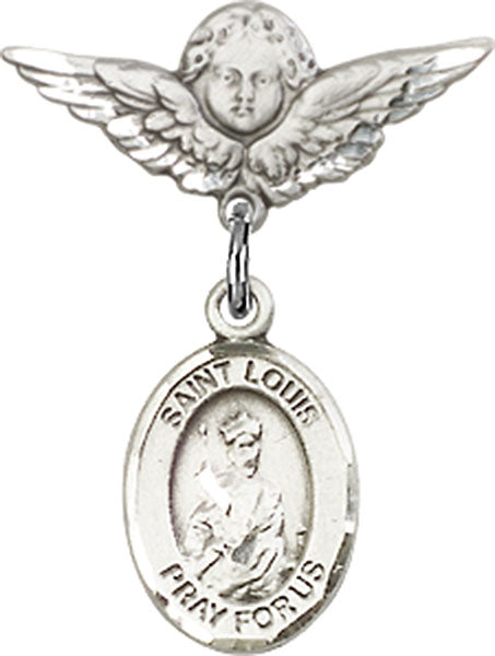 St. Louis Charm and Angel with Smaller Wings Badge Pin