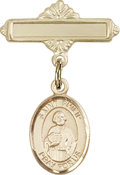 St. Philip the Apostle Charm and Polished Engravable Badge Pin