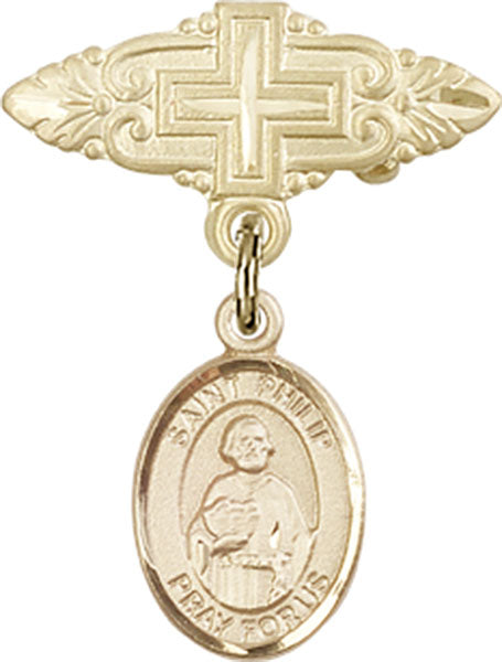 St. Philip the Apostle Charm and Badge Pin with Cross