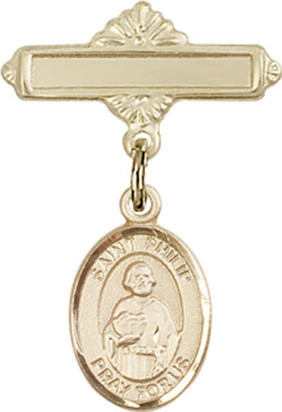 St. Philip the Apostle Charm and Polished Engravable Badge Pin