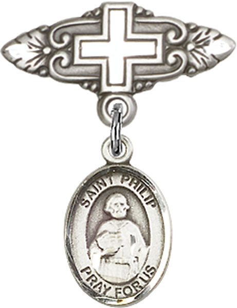 St. Philip the Apostle Charm and Badge Pin with Cross