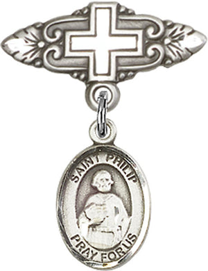 St. Philip the Apostle Charm and Badge Pin with Cross