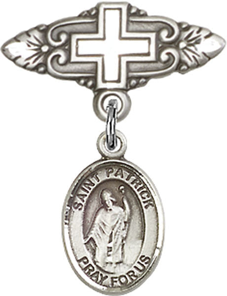 St. Patrick Charm and Badge Pin with Cross