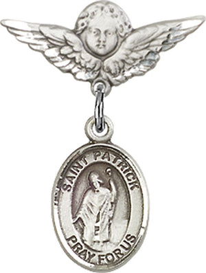 St. Patrick Charm and Angel with Smaller Wings Badge Pin