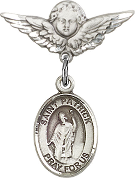 St. Patrick Charm and Angel with Smaller Wings Badge Pin