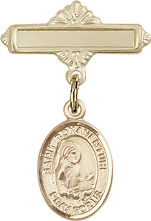 St. Bonaventure Charm and Polished Engravable Badge Pin